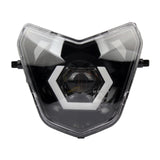 Motorcycle headlight with clear cover on a white background
